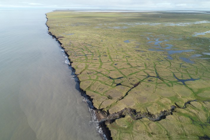 Coastline falling into Arctic Ocean, North Western, Teshekpuk, AK, II Photo scientist Ben Jones