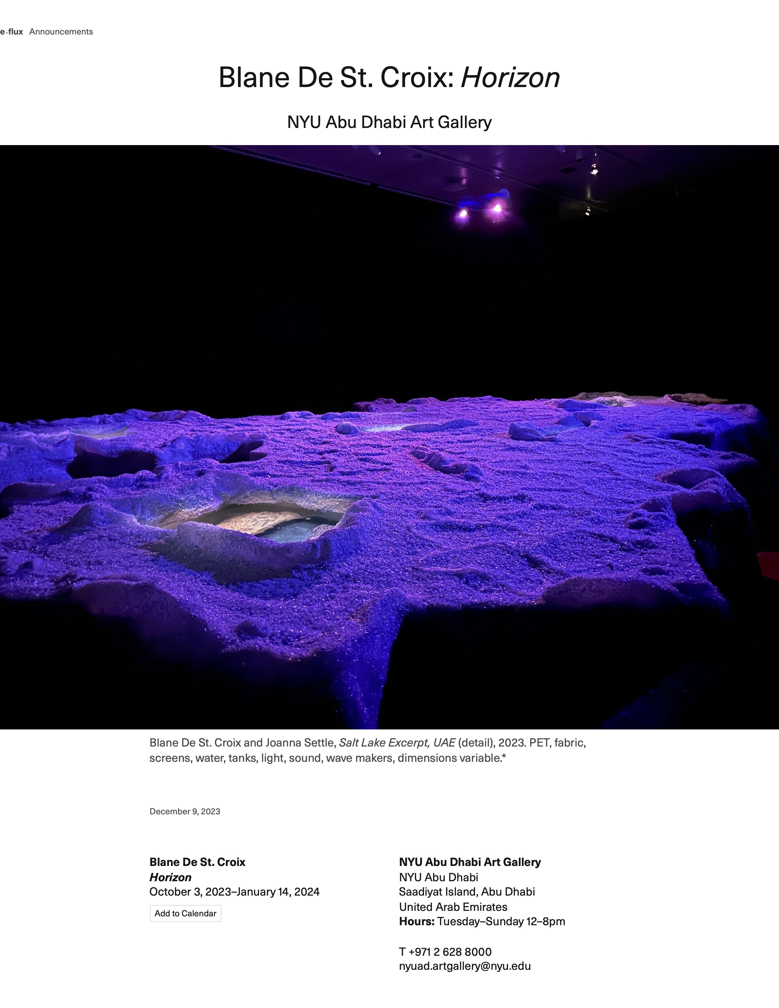 Blane De St. Croix_ Horizon - Announcements - e-flux